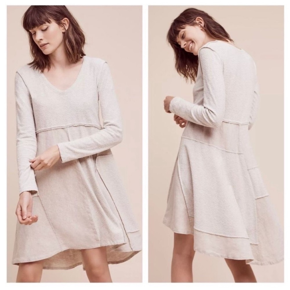 Anthropologie Maeve Northwood Linen Bohemian Patchwork Swing Dress Size Small